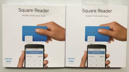 NIB Lot Of 2 Square Credit Debit Card Readers For Apple iPhone And Android White