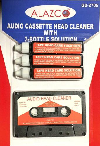 Audio Tape Cassette Head Cleaner w/ 3 Cleaning Fluids Care Wet Maintenance...