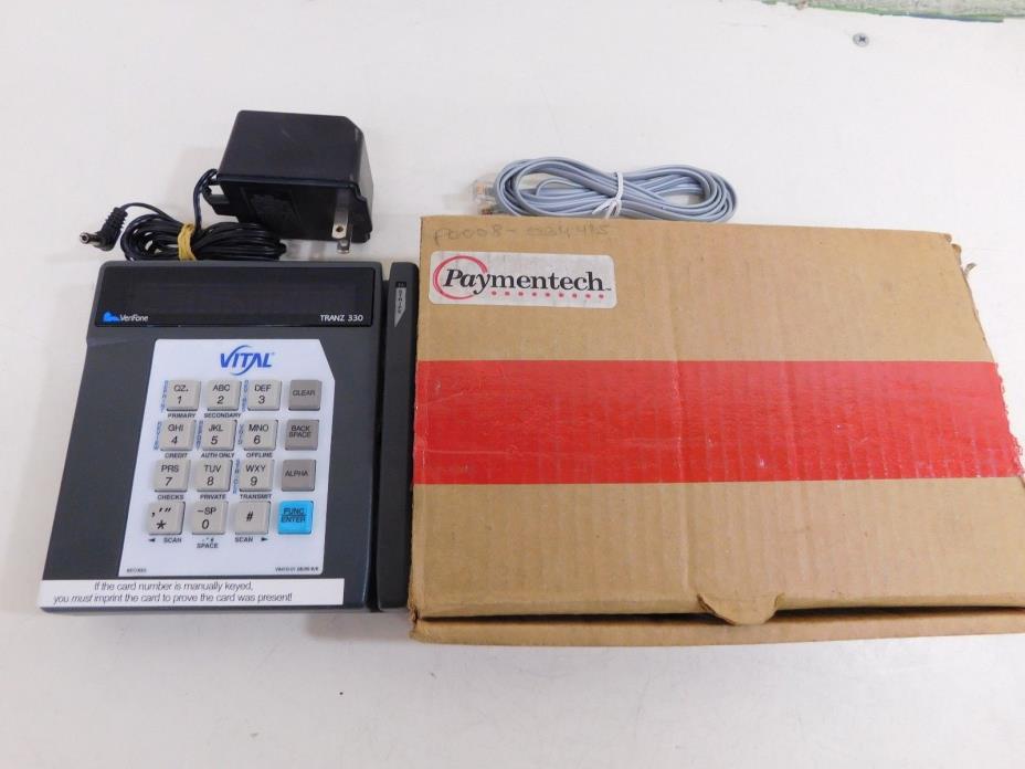 Verifone Tranz 330 Credit Card Terminal Reader & Power Supply Pos Point Of Sale
