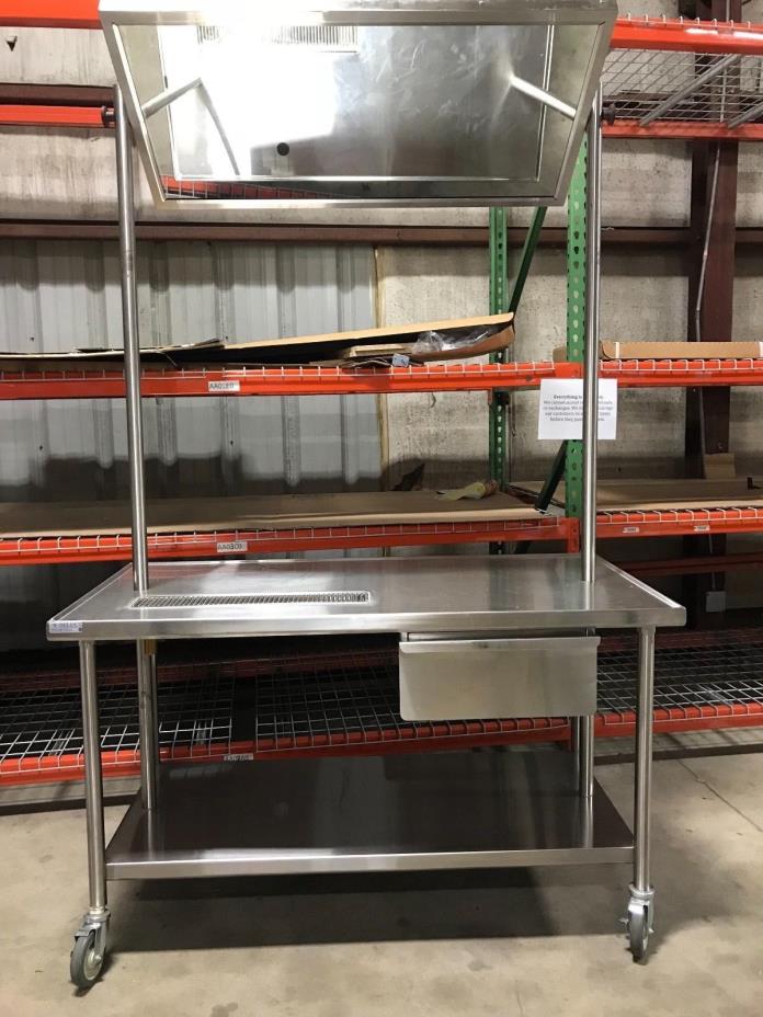 Educational Stainless Demo Table w/ Mirror Drawer and Drain