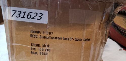 Count of 100 New Retails Black finished Slatwall scanner hook 6 Inch