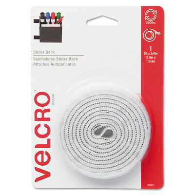 Sticky-Back VELCRO Brand Fastener Tape With Dispenser, 3/4 X 5 Ft. Roll
