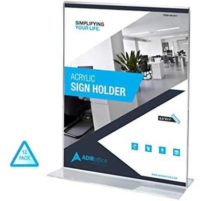 T-Shaped Base Sign Holder Portrait-Style Ad Frame Side Insert Clear Acrylic 8.5