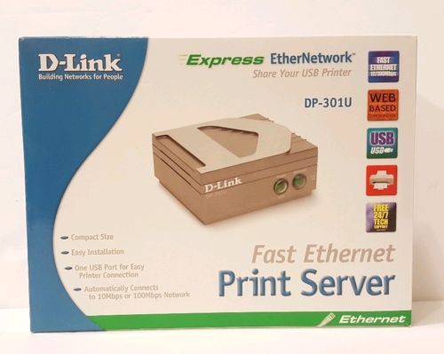 D-Link Express Ether Network fast Ethernet print server DP-301U