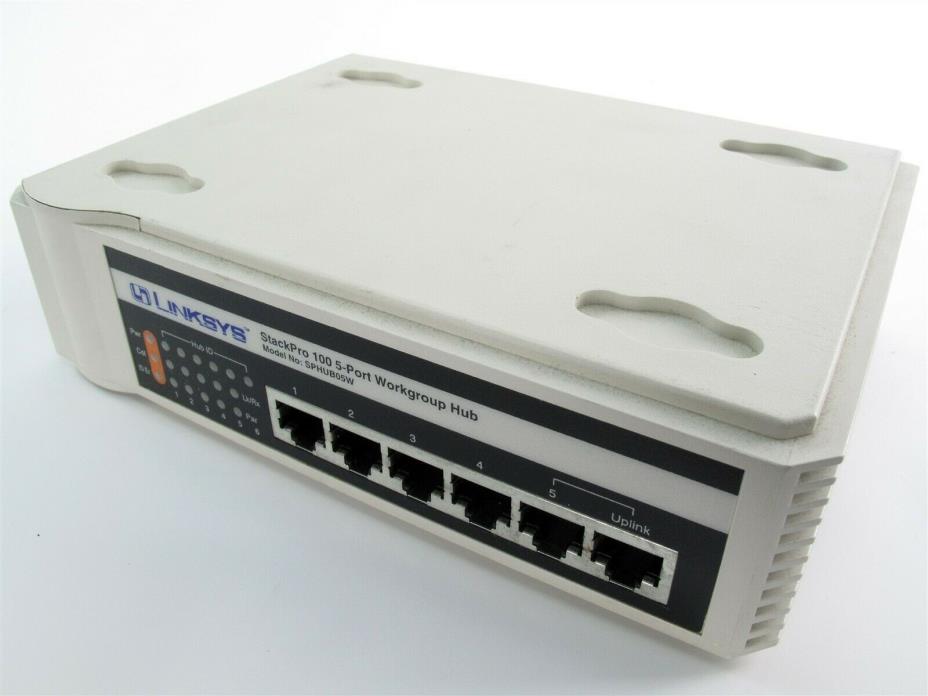 Linksys StackPro 100 5-Port Stackable Workgroup Hub RJ45 - Model: SPHUB05W