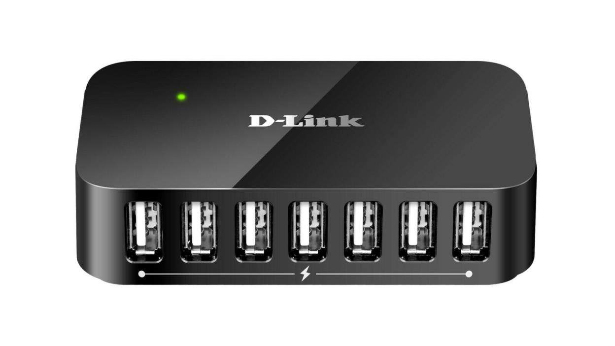 D-Link DUBH7 DUB-H7 7 Port USB 2.0 Hub Silver Gray w/adapter & USB SHIPS FREE