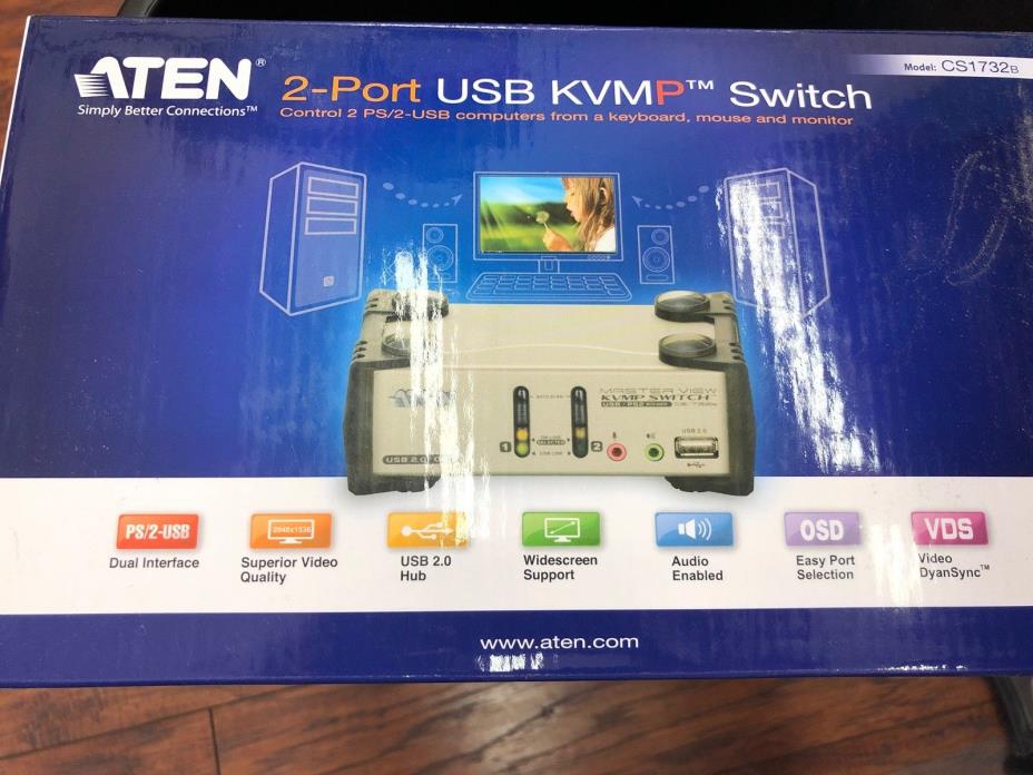 NIB Aten CS1732B 2-Port USB VGA KVMP Switch with OSD
