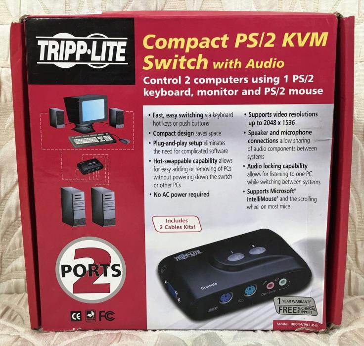 Tripp Lite B004-VPA2-K-R  Compact PS/2 KVM Switch with Audio - 2 Port + Cables