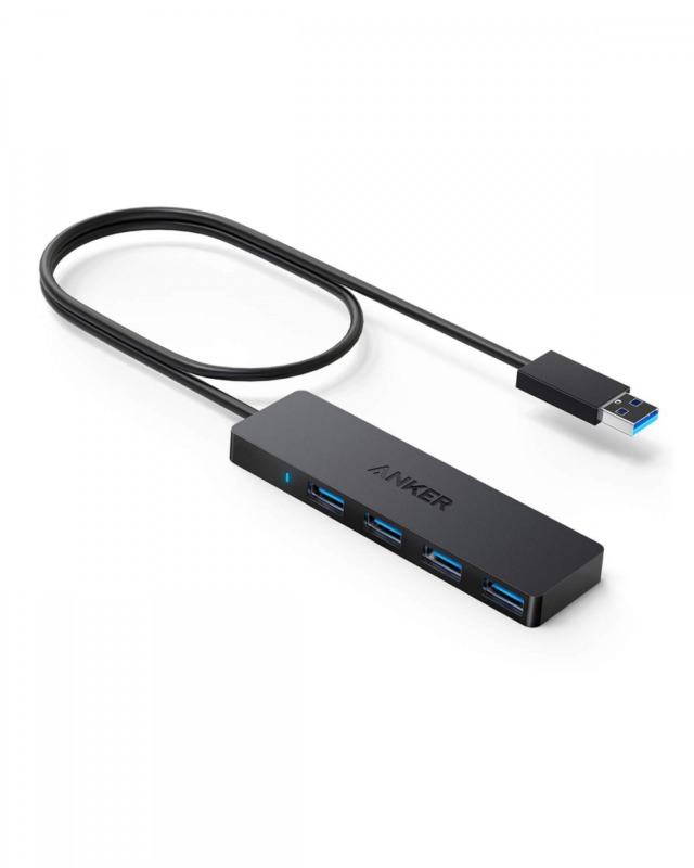 Anker 4-Port USB 3.0 Ultra Slim Data Hub with 2 ft Extended Cable for MacBook, M