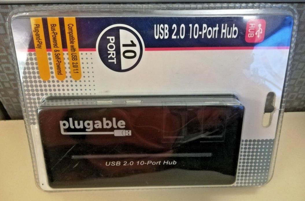 10 Port USB 2.0 Hub Plugable w/ Various Power Applications DSA-15P-05 NIP Sealed