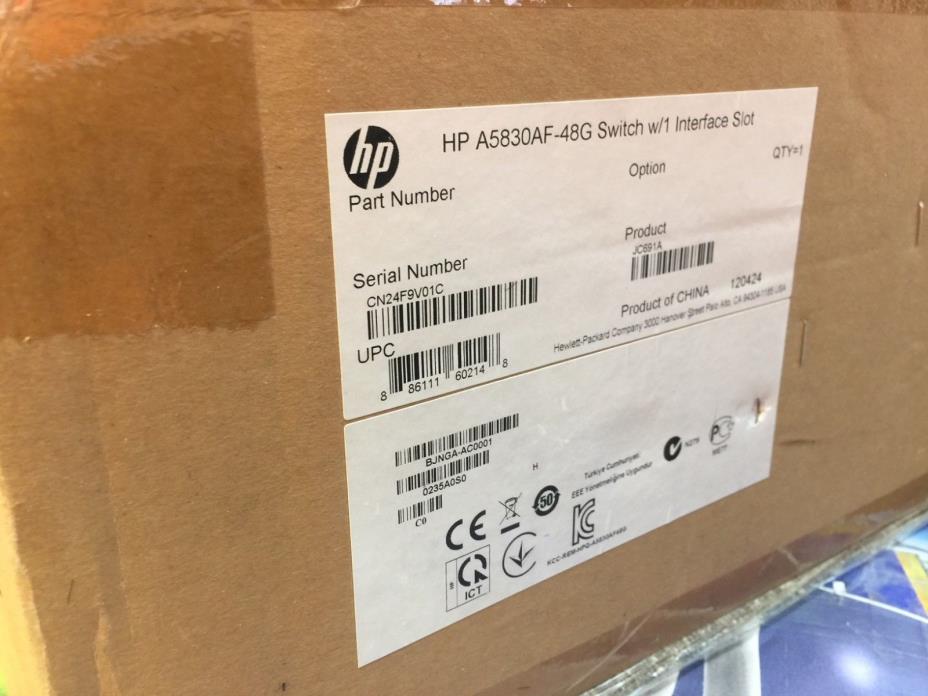 NEW OPEN JC691A HP HPE 5830AF-48G Switch NO POWER SUPPLY / NO FAN KIT