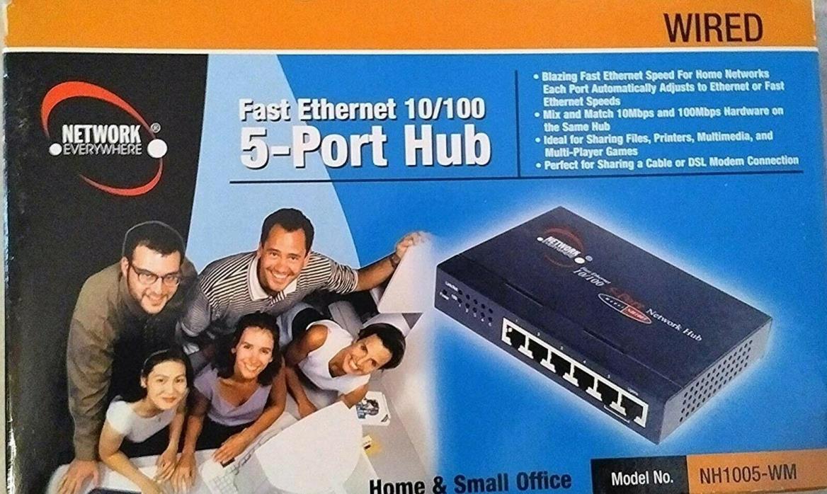 Network Everywhere NH1005 10/100 5-Port Hub   *NEW IN SEALED BOX*