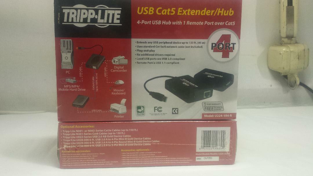 4 TRIPP-LITE USB Cat5 Extender/Hub 4-port USB Hub w/1 remote port over cat5