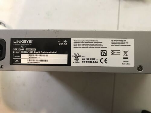 Linksys SGE2000P 24-port 10/100/1000 Gigabit Switch with PoE