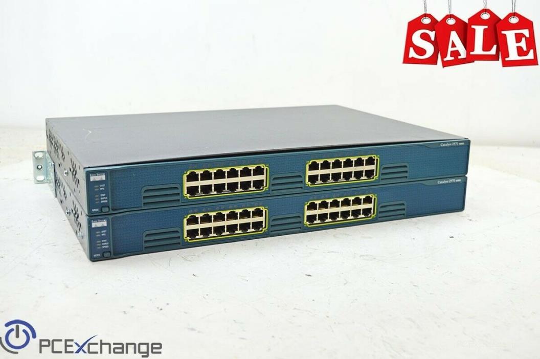 Lot (2) Cisco Catalyst 2970 Switch WS-C2970G-24T-E 24 Ethernet 10/100/1000 Ports