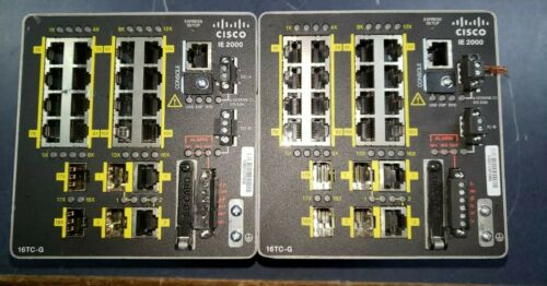 Lot of 2 CISCO IE2000-16TC-G-N ETHERNET SWITCH