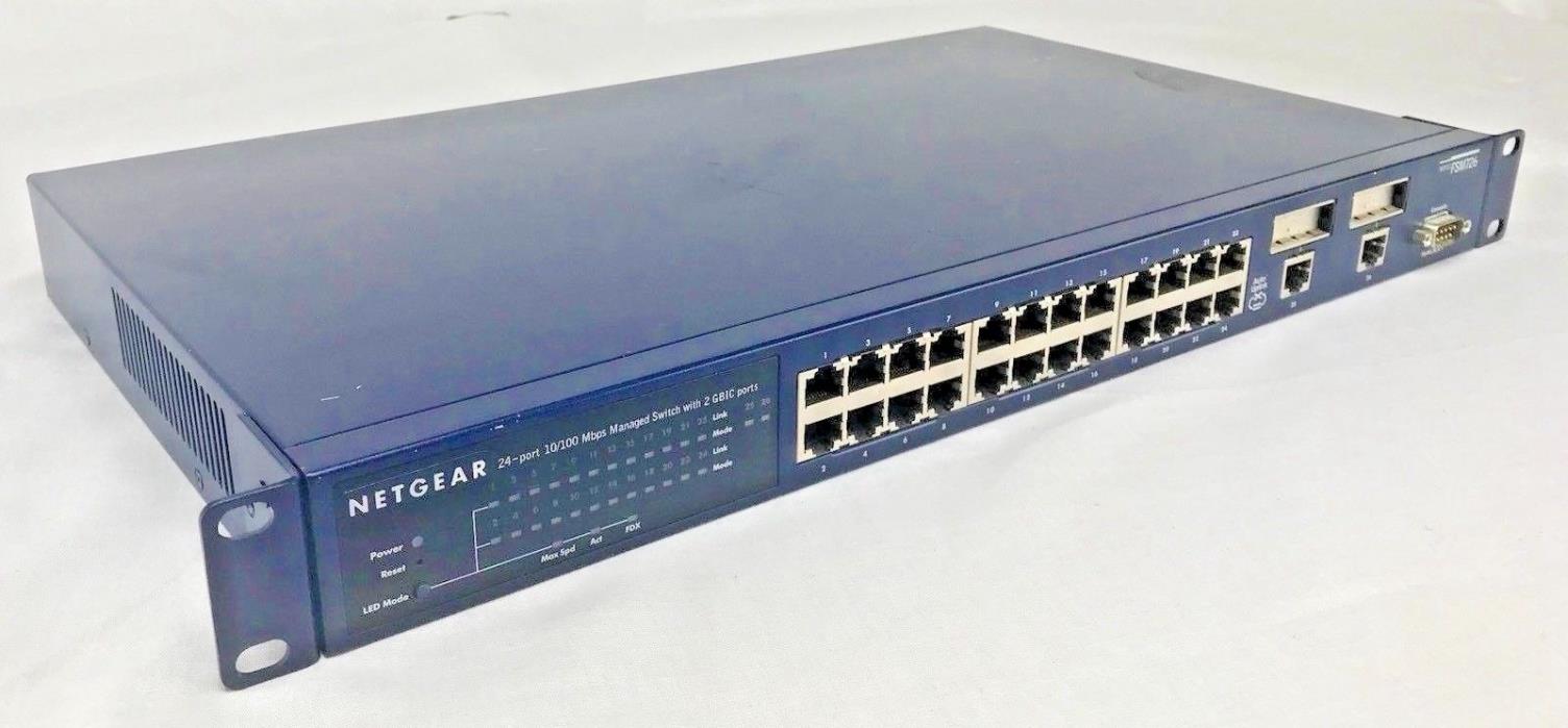 NETGEAR FSM726 24 port 10/100 Mbps Managed Switch + 2 Gigabit Ethernet Ports
