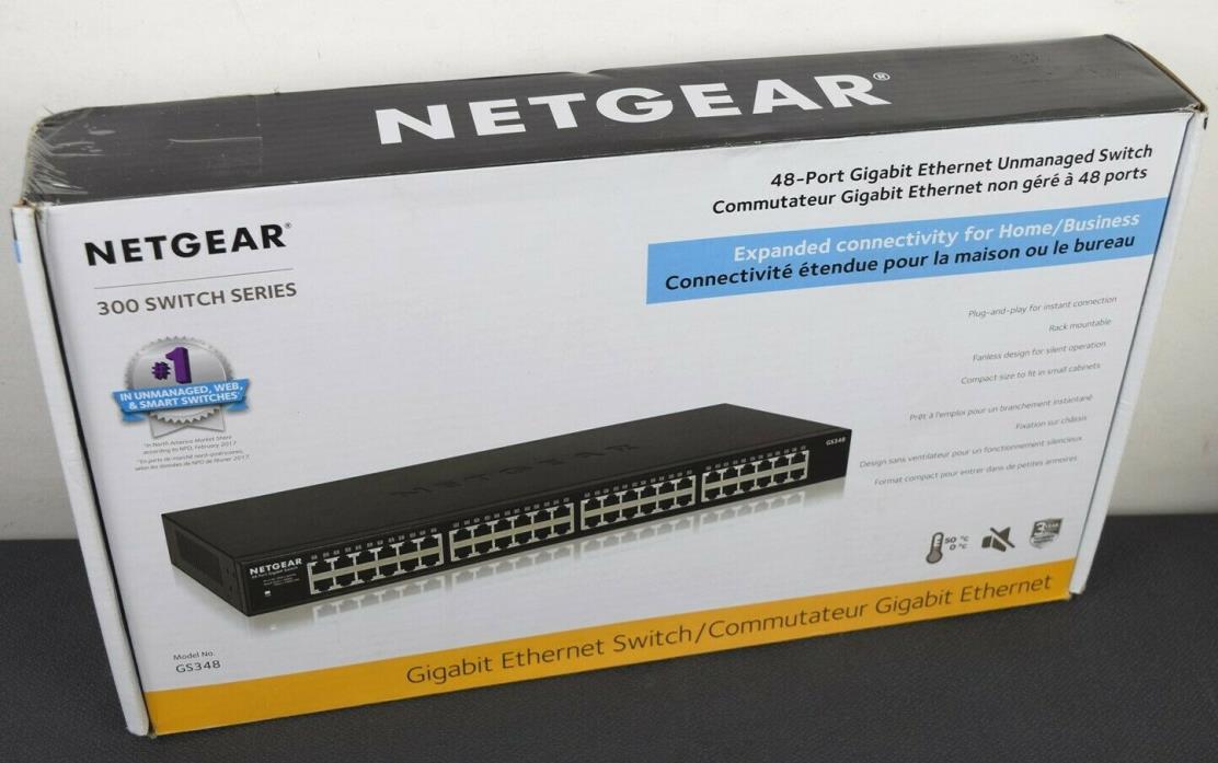 Netgear GS348-100NAS 48-port Gigabit Ethernet Rackmount Unmanaged Switch (GS348)