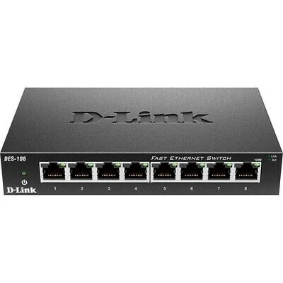 NEW D-Link DES-108 Desktop Unmanaged Ethernet Switch 8-Port 10/100 DES108