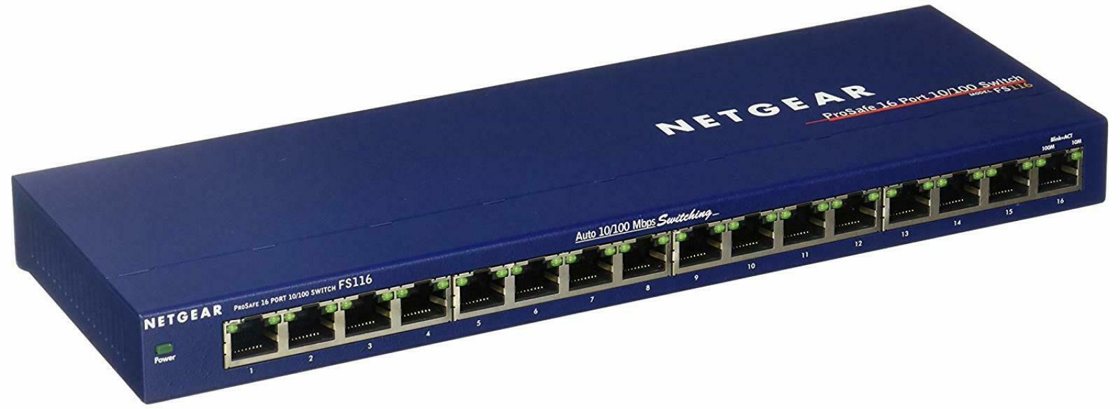 NEW Netgear ProSafe 16-Port 10/100 Desktop Ethernet Switch #FS116NA