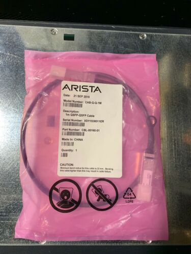 New Sealed Arista CAB-Q-Q-1M  40GBASE-CR4 QSFP+ to QSFP+ Twinax Copper Cable 1M