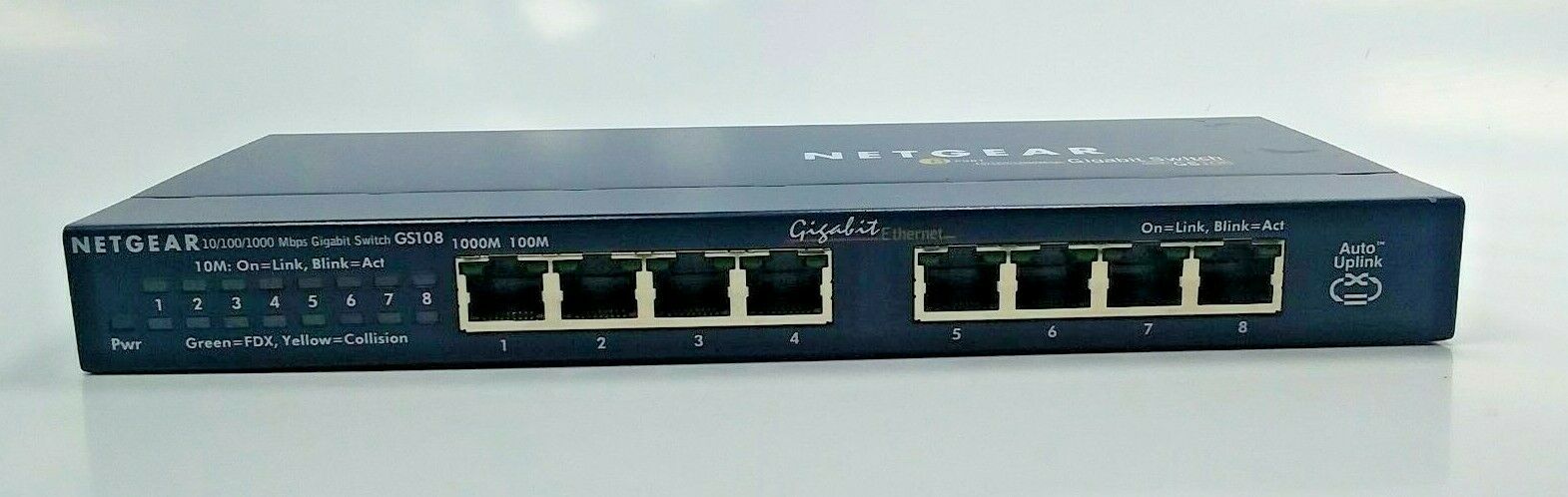 Netgear GS108 8-Port Gigabit Switch 10/100/1000 Ethernet Tested W/ Power supply