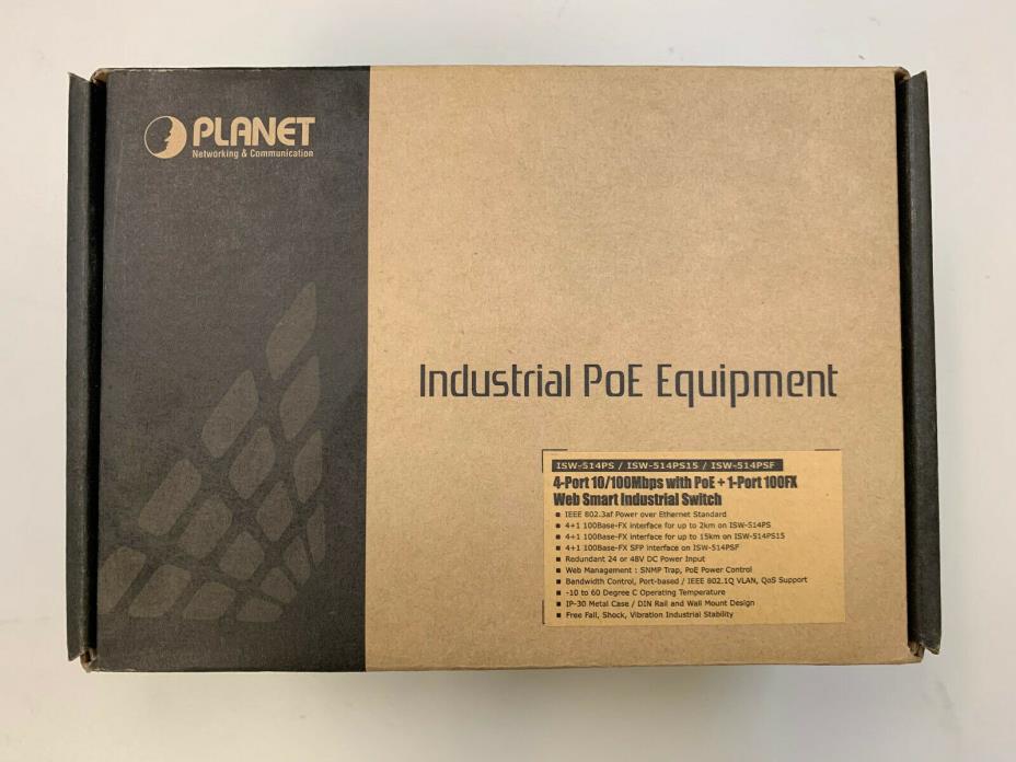 PLANET ISW-514PSF 4-Port 10/100Mbps with PoE + 1-Port 100FX Industrial Switch