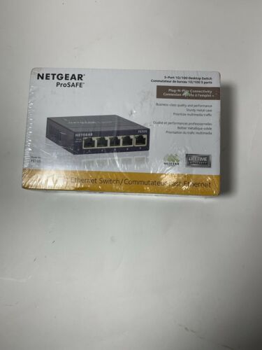 NEW IN BOX NETGEAR ProSafe FS105 10/100 Desktop Switch - switch - 5 ports
