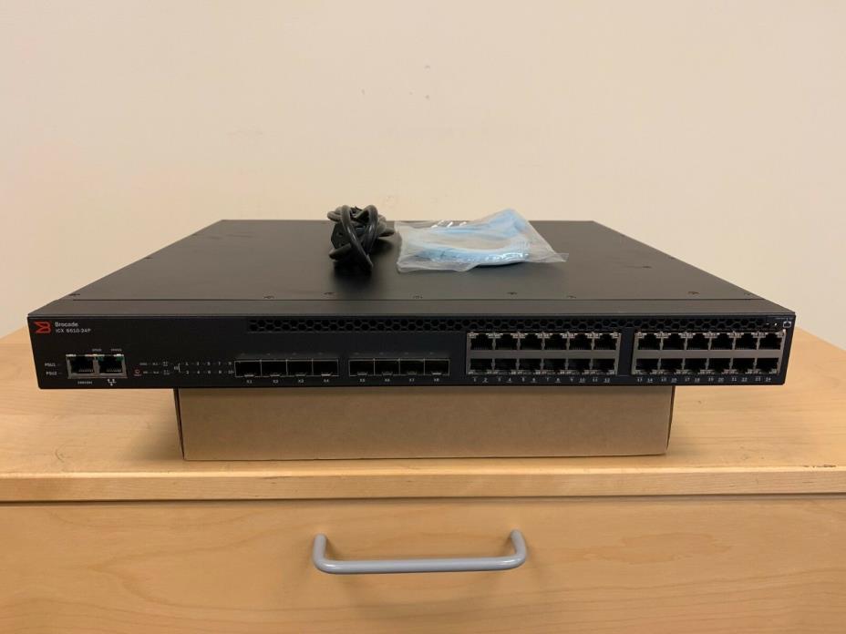 BROCADE ICX6610-24P-PE 24-Port Managed Layer 3 Switch w/License (SAME DAY SHIP)