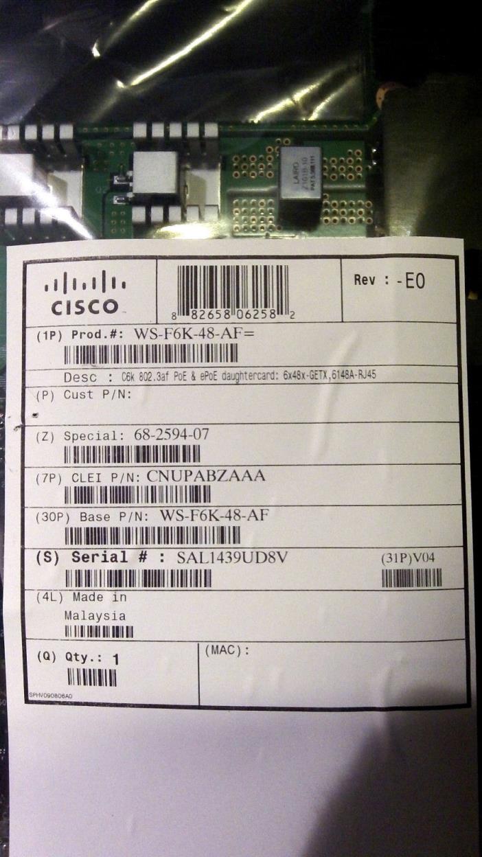 ~NEW~Cisco  WS-F6K-48-AF 48-Port PoE Gigabit Ethernet Module