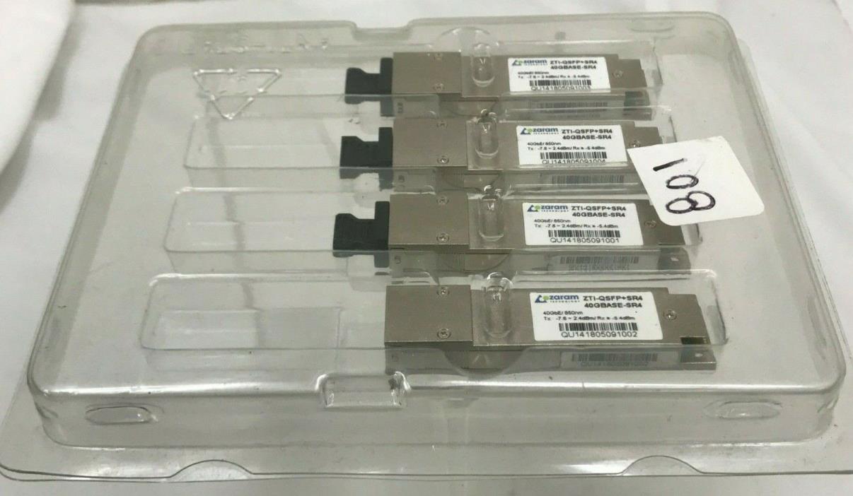 Lot of 4 Zaram Technology ZTI-QSFP+SR4 40GBASE-SR4 Transceivers (08-4C)