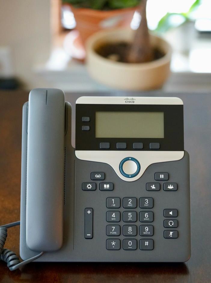 Cisco 7821 CP-7821-K9 (3844-13-1086) Charcoal VOIP Phone w/Base & Handset #1560