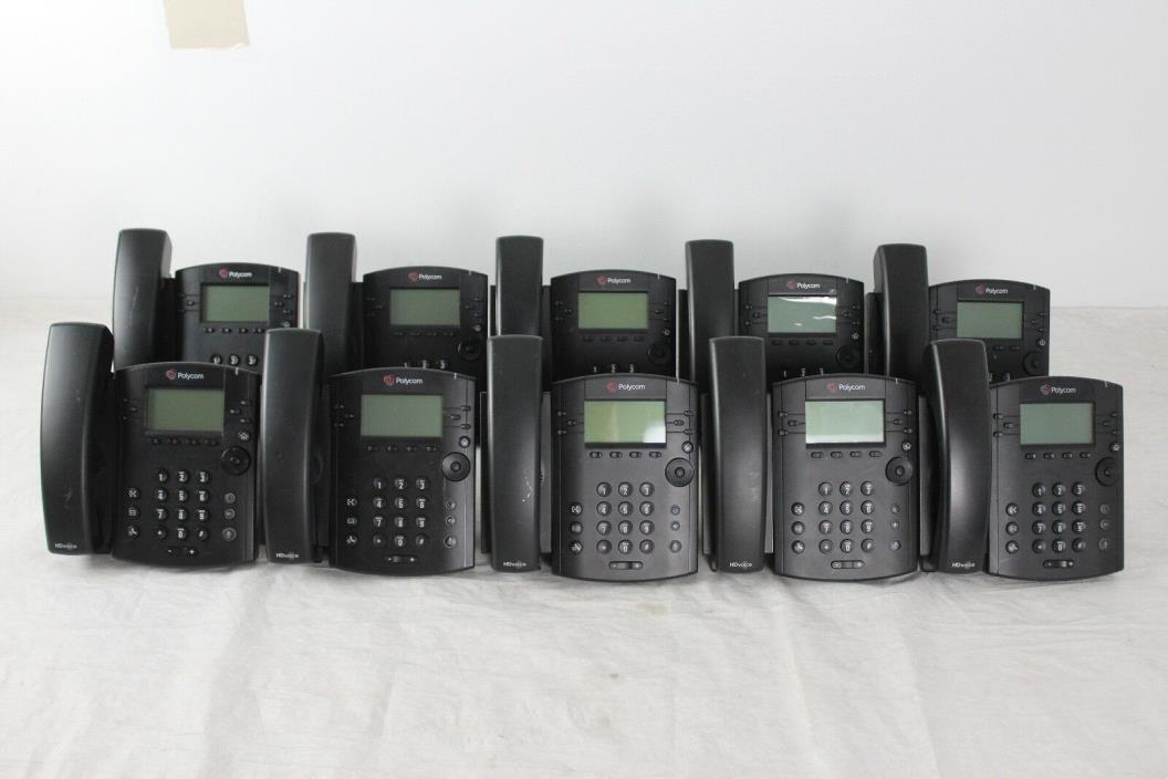 Lot of 10 Polycom VVX 310 IP Business Media PoE Phones With Handsets and Stands