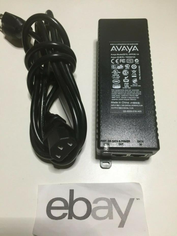 AVAYA 700500725 SPPOE-1A-IP Phone Single Port PoE Injector WITH POWER CORD