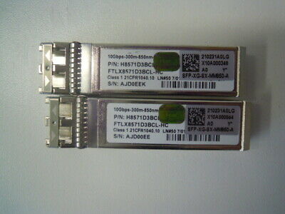 2 x Finisar FTLX8571D3BCL-HC 10Gpbs-300-8500nm SFP-XG-SX-MM850-A Transceivers