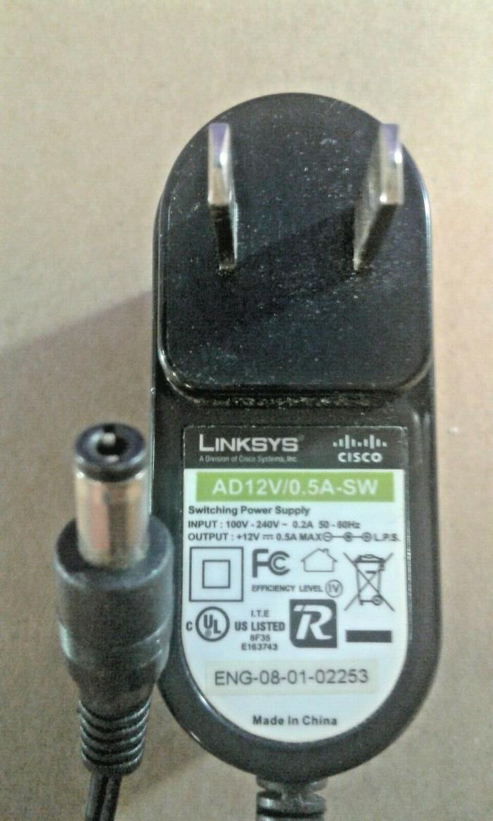 +12V 0.5A Linksys AD12V/0.5A-SW Switching Power Supply - ENG-08-01-022