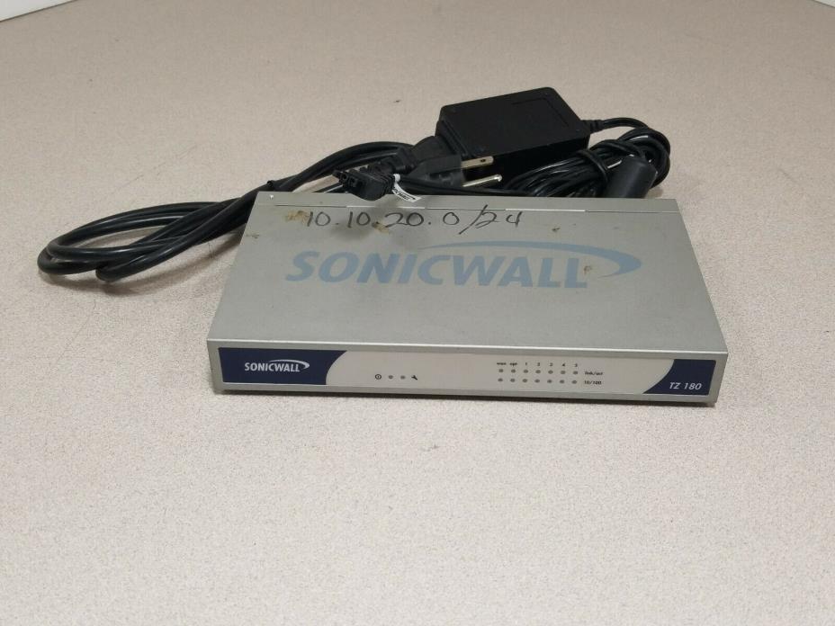 SonicWall TZ180 w/Adapter Wireless Security Appliance Good Conditon Used Working