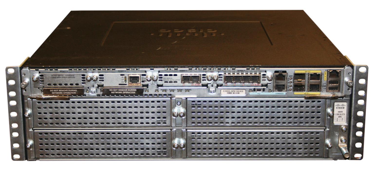 CISCO 3945 Integrated Services Router (w/C3900-SPE150/K9, PVDM3-64) w/VWICs
