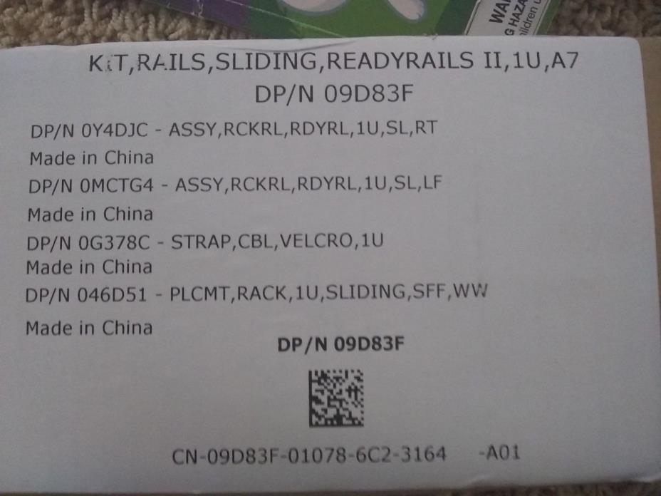 Dell Dp/n 09d83f Rails Sliding Readyrails II, 1U, A7, New Box