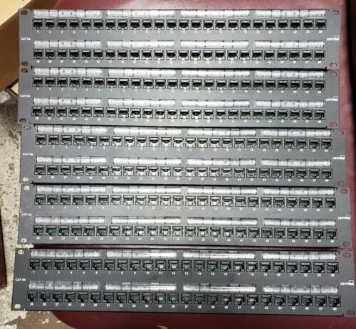 LEVITON Extreme Cat6A, Patch Panel, Black, Flat 2U, 48-Pt, 110, 6A586-U48 (USED)