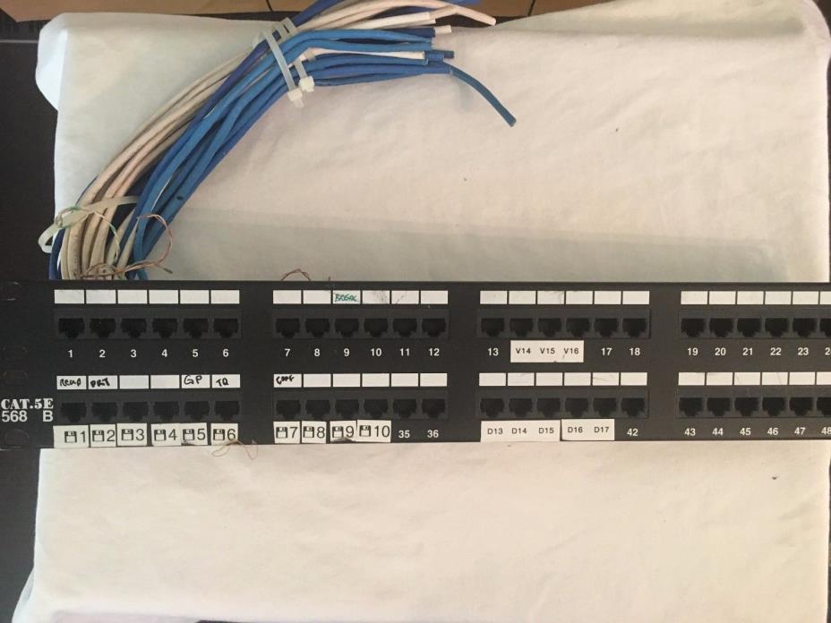 48-Port 2U Rackmount Cat5e 110 Patch Panel, 568B, RJ45 Ethernet