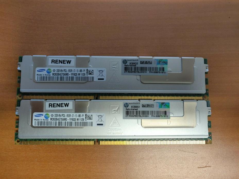 Lot of 2 HP 32GB PC3-8500 DDR3-1066Mhz 4Rx4 1.35v ECC RDIMM  628975-181 64GB