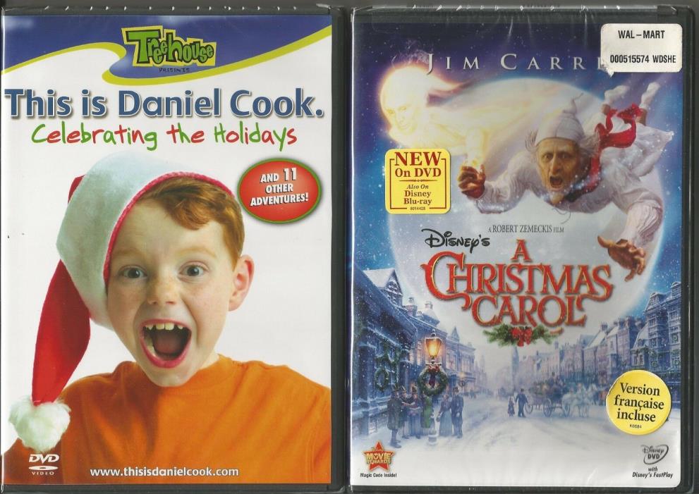 Lot Of 2 Christmas DVDs Disney A Christmas Carol Jim Carrey Daniel Cook Holidays