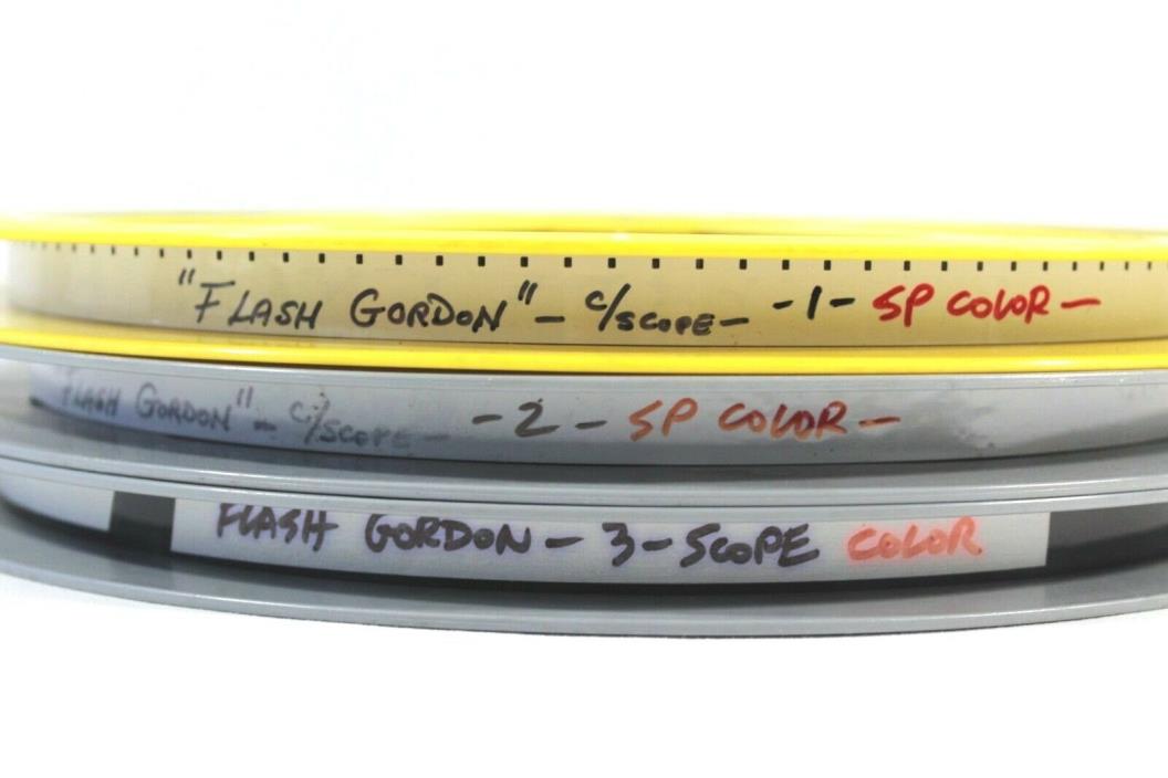 1980 Flash Gordon 16mm Full Feature Film on 3 Reels Sam Jones Timothy Dalton