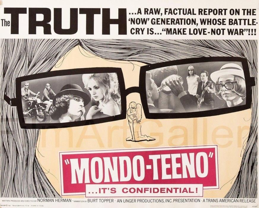 35mm Feature-MONDO TEENO-1967. Burt Topper b/w rarity. Italian language.