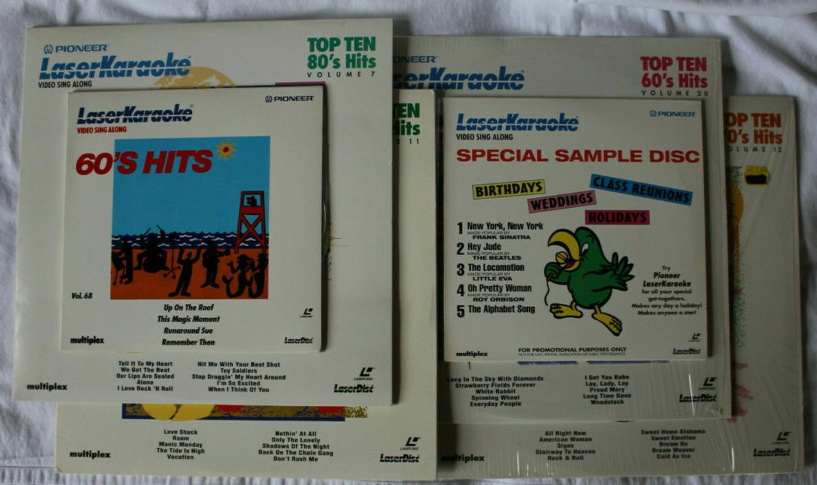 Lot of 6 Pioneer Karaoke Laser Discs 60s, 70s, and 80s 8