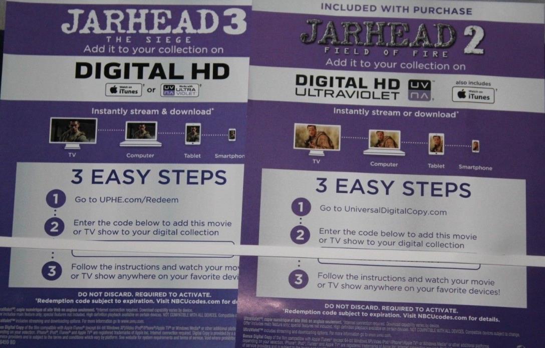 Jarhead 2: Field of Fire & Jarhead 3: The Siege Digital Codes USA/Canada