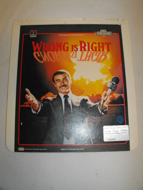 Vintage CED Videodisc Wrong is Right Sean Connery Leslie Nielson Rosalind Cash