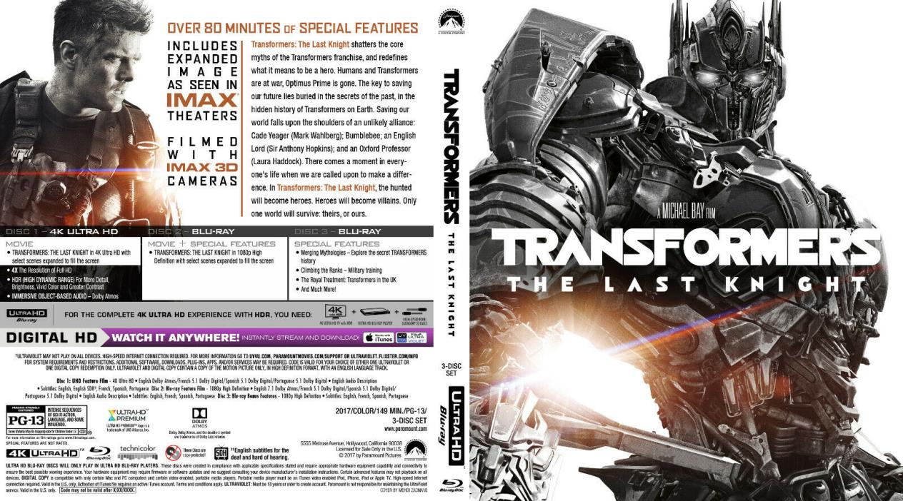 TRANSFORMERS THE LAST NIGHT MARK WAHLBERG  HD DIGITAL CODE ONLY P#50