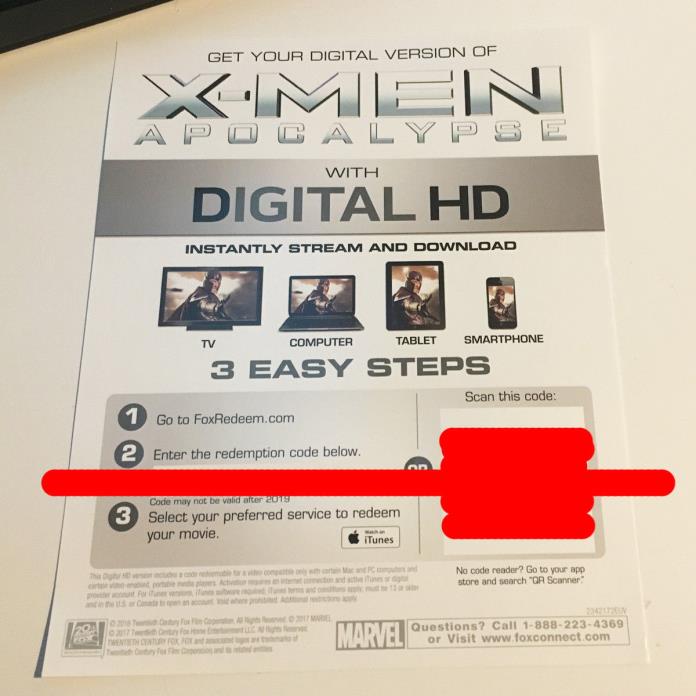 X-Men: Apocalypse Digital HD copy CODE ONLY